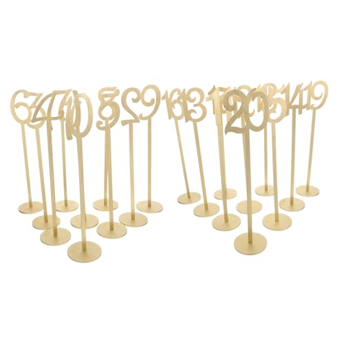 TOYZFRIENDY 20 Stück Teiliges Holz Tischnummern mit Stabilem Sockel Goldene Tischnummern für Hochzeit Brautparty und Festliche Sitzplatzzuweisung von TOYZFRIENDY
