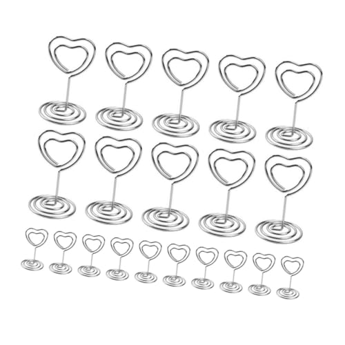 TOYZFRIENDY 20 Stück Teiliges Tischkartenhalter aus Metall mit Sockel Vielseitige Fotokarten Memo clips Stabile Tischkarten Menükartenhalter für Hochzeit Party und Büro in Silber von TOYZFRIENDY