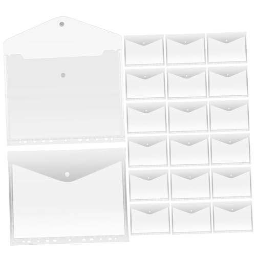 TOYZFRIENDY 20 Stück Transparente Klarsichthüllen mit Binderlöchern Robuste PP Aktenhüllen mit Druckknopfverschluss Transparente Ordner Folien für Schule und Büroorganizer von TOYZFRIENDY