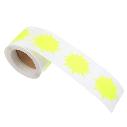 TOYZFRIENDY 200 Stück Fluoreszierende Preisetiketten Aufkleber Große Burst Form Abziehbare Haftkleber Kreative Diy Bastelaufkleber für Verkaufsschilder Poster Retail Store Gartenverkauf Gelb von TOYZFRIENDY