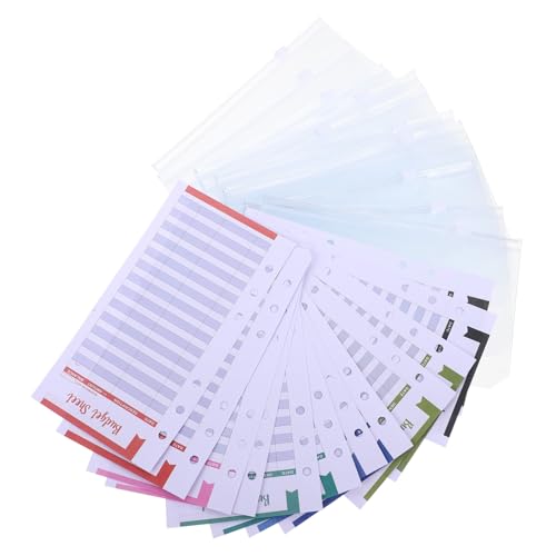 TOYZFRIENDY 24 Stück Teiliges Budget Einlagen mit Farbigen PVC Zipper Umschlägen Transparente Organizer Taschen für Geldmanagement Passend für Ringbuch Ordner Praktische Geldplaner Zubehör von TOYZFRIENDY
