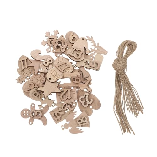 TOYZFRIENDY 24 Stück Teiliges Holz Weihnachtsanhänger mit Zahlen Adventskalender zum Befüllen Kreative Hängende Dekoration aus Holz für Tür Fenster Weihnachtsbaum DIY Weihnachtsdeko von TOYZFRIENDY