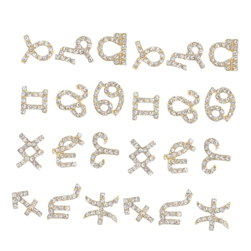 TOYZFRIENDY 24 Stück Teiliges Metall Nagelkunst Anhänger mit Zeichen Motiven Goldfarbene Strasssteine Nail Charms für DIY Nail Art Geeignet für Natürliche und Künstliche Nägel Modische von TOYZFRIENDY
