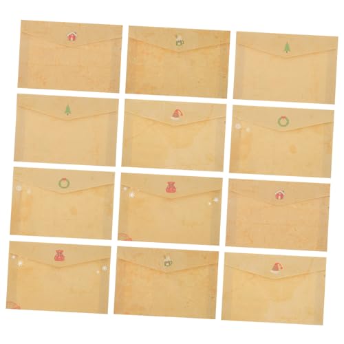 TOYZFRIENDY 24 Stück Teiliges Vintage Kraftpapier Umschläge mit Weihnachtsmotiv Einfache Einladungskarten Briefumschläge Geeignet für Hochzeit Geburtstag Party Stilvolle Papierumschläge ohne von TOYZFRIENDY