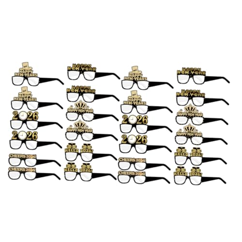 TOYZFRIENDY 24 Stück Teiliges Year Eyeglasses in Schwarz Gold Papierbrillen für Silvester Party Glitzernde Requisiten für Erwachsene und Jugendliche Festliche Accessoires für Neujahrsfeier von TOYZFRIENDY
