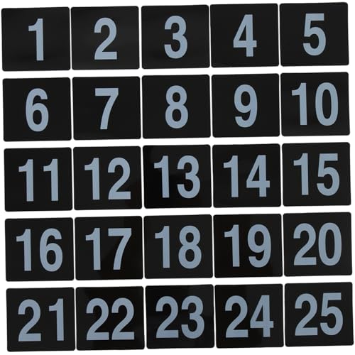 TOYZFRIENDY 25 Stück Teiliges Tischnummern Schwarzem Kunststoff Wiederverwendbare Tischschilder für Restaurants Hochzeiten und Feiern Dekorative Sitzplatz schilder für Gäste Vielseitig als von TOYZFRIENDY