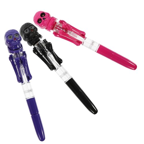 TOYZFRIENDY 3 Stück Kürbis -skelettstift Beängstigend Halloween Gruselig Funky Kürbisse Uv Totenkopfstifte Glühen Led Dekorate Neuartige Kugelschreiber Zufällige Farbe von TOYZFRIENDY