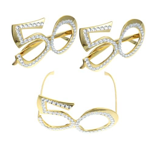 TOYZFRIENDY 3 Stück Teiliges Geburtstagsbrille Glitzernde Zahlenform Partybrille Leichtes Wiederverwendbares Accessoire für Frauen Jubiläumsfeier Fotorequisiten von TOYZFRIENDY