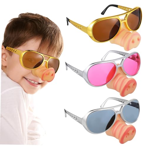 TOYZFRIENDY 3 Stück Teiliges Lustige Brillen mit Schweinenase Bunte Party Accessoires für Frauen und Witzige Fake Brillen für Halloween Kostüm Fotoautomat und Mottopartys von TOYZFRIENDY