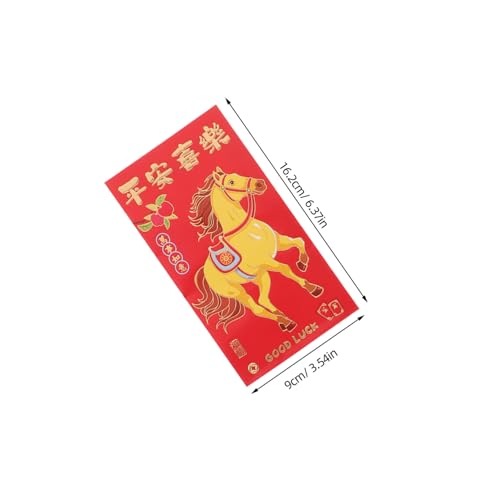 TOYZFRIENDY 300 Stk. Chinesische Neujahrs Rotumschläge mit Kreativem Pferdemotiv Große Kapazität Hongbao für Frühlingsfest Kinderfreundliche Designs für Glücksgeldverteilung von TOYZFRIENDY