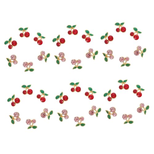 TOYZFRIENDY 36 Stück Teiliges Cherry Nail Charms Nagelkunst Strass Nail Art Schmuck aus Langlebiger Legierung für DIY Maniküre und Professionelle Nageldekorationen Geeignet für Partys und von TOYZFRIENDY