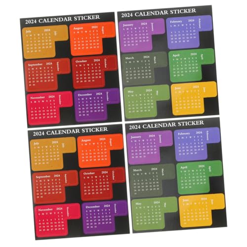 TOYZFRIENDY 4 Blätter Selbstklebende Kalenderaufkleber Bunte Monats index sticker für Notizblock und Tagesplaner Farbige Haftnotizen für Büro Schule DIY Kalenderorganisation und Terminplanung von TOYZFRIENDY
