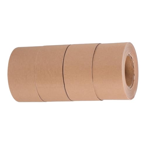 TOYZFRIENDY 4 Rollen Wasseraktiviertes Papierband Braunes Bastelband Kraftbraunes Klebeband Braunes Papierband Klebeband Verpacken Kartonversiegelband Paketklebeband Kraftpapier Hellbraun von TOYZFRIENDY