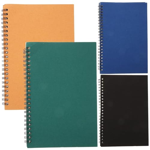TOYZFRIENDY 4 Stück Notizbuch Kraftpapier Spiralnotizblock Blätter Tagesplaner und Notizblock für Schule Büro Alltag in Natur Schwarz Blau Grün von TOYZFRIENDY