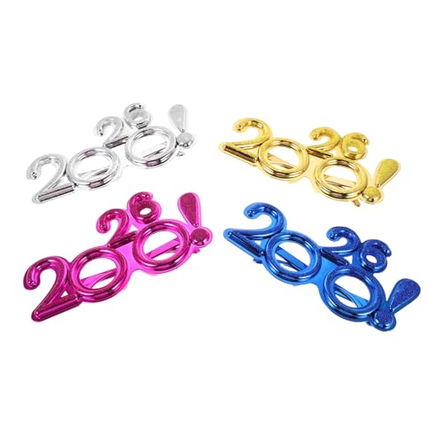 TOYZFRIENDY 4 Stück Teiliges Bunte Partybrillen aus Leichtem Kunststoff Auffällige Neujahrs Silvester Dekoration Lustige Partybrillen als Foto Requisiten und Festzubehör von TOYZFRIENDY