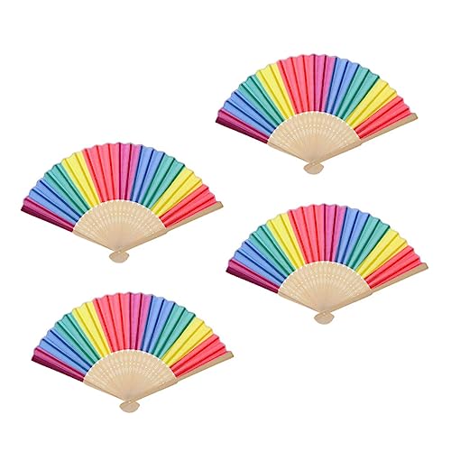 TOYZFRIENDY 4 Stück Teiliges Fächer Regenbogen Klappfächer Leichte Handfächer als Foto Requisiten und Tanzzubehör für Tragbar für Party Hochzeit und von TOYZFRIENDY