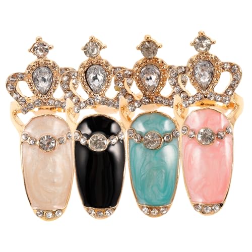 TOYZFRIENDY 4 Stück Teiliges Knuckle Nail Rings mit Funkelnden Fingernagelringen Luxuriöse Nagelkunst Dekoration in Weiß Blau Schwarz und Rosa Langlebiges Legierungsdesign für Besondere TOYZFRIENDY 4 Stück Teiliges Knuckle Nail Rings mit Funkelnden Fingernagelringen Luxuriöse Nagelkunst Dekoration in Weiß Blau Schwarz und Rosa Langlebiges Legierungsdesign für Besondere von TOYZFRIENDY