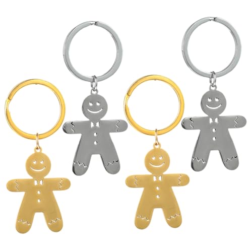 TOYZFRIENDY 4 Stück Teiliges Schlüsselanhänger Lebkuchenmann Weihnachtsanhänger Niedliche Taschen und Rucksack Dekoration Leichte Vielseitige Xmas Schlüsselringe in Gold und Silber TOYZFRIENDY 4 Stück Teiliges Schlüsselanhänger Lebkuchenmann Weihnachtsanhänger Niedliche Taschen und Rucksack Dekoration Leichte Vielseitige Xmas Schlüsselringe in Gold und Silber von TOYZFRIENDY