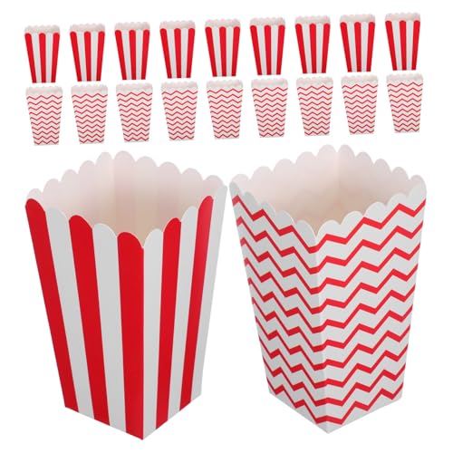 TOYZFRIENDY 40 Stück Teiliges Kleine Papiertüten für Popcorn und Snacks Kompakte Popcorn Eimer mit Gestreiftem und Welligem Design für Filmabend Karneval Partys und Outdoor von TOYZFRIENDY