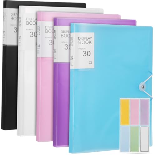 TOYZFRIENDY 5 Präsentationsordner Teiliges mit Seitigen Klarsichthüllen Farbige Einlagen Schwarz Vielseitig Einsetzbar für Dokumentenorganisation und Stickerbögen von TOYZFRIENDY