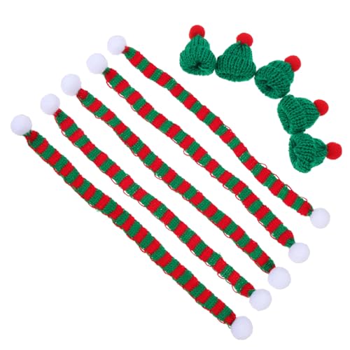 TOYZFRIENDY 5 Sätze Mini Weihnachtsmützen und Schals aus Strick Weihnachtliche Flaschendeko für Party Teiliges Xmas Weinflaschen Accessoire für Festliche Tischdekoration von TOYZFRIENDY