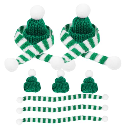 TOYZFRIENDY 5 Sätze Weihnachtsflaschen Schals und Mützen aus Weichem Wollgarn Festliche Flaschendeko für Weinflaschen Mini Weihnachtsmützen mit Schals für Tischdekoration und Partyzubehör von TOYZFRIENDY