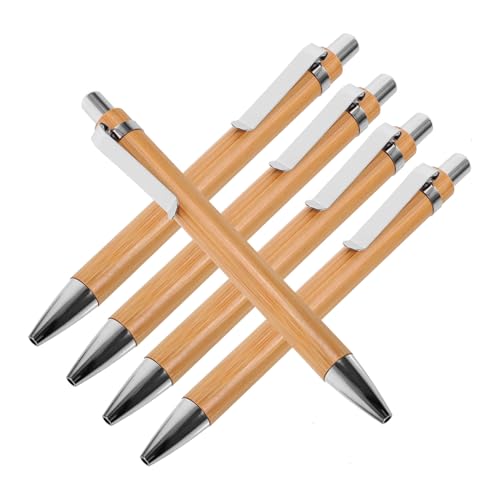 TOYZFRIENDY 5 Stück Bambus Kugelschreiber Mine Ergonomisch Druckkugelschreiber Multifunktional Stift Büro Schule Umweltfreundlich Robust Schreibend von TOYZFRIENDY