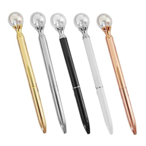TOYZFRIENDY 5 Stück Metall Kugelschreiber Ergonomisch Vielseitig Einsetzbar für Büro Studium und Kreatives Tragbar Glattes Edle Farben Gold Silber Roségold von TOYZFRIENDY