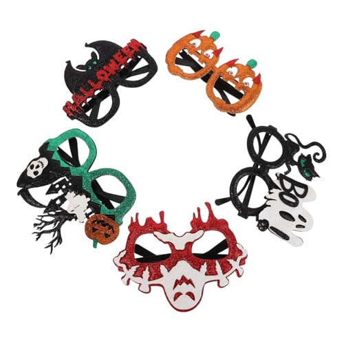 TOYZFRIENDY 5 Stück Teiliges Halloween Foto Brillen mit Kürbis Katze Fledermaus Geist Lustige Party Accessoires für Kostüme Fotorequisiten und Festliche Dekorationen von TOYZFRIENDY