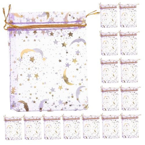 TOYZFRIENDY 50 Stück Organza Beutel mit Zugband Kleine Farbige Geschenkbeutel mit Mond und Stern Muster Wiederverwendbare Schmuck und Bonbonbeutel Feine Mesh Säckchen für Hochzeit Party und TOYZFRIENDY 50 Stück Organza Beutel mit Zugband Kleine Farbige Geschenkbeutel mit Mond und Stern Muster Wiederverwendbare Schmuck und Bonbonbeutel Feine Mesh Säckchen für Hochzeit Party und von TOYZFRIENDY