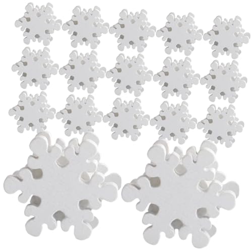 TOYZFRIENDY 50 Stück Schneeflocken Holzperlen DIY Holzperlen für Schmuckherstellung Armband Bastelbedarf Glatte Oberfläche für Weihnachtsdeko und DIY Holzperlenketten von TOYZFRIENDY