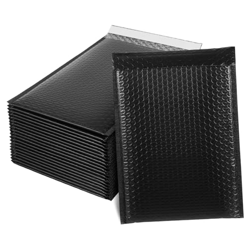 TOYZFRIENDY 50 Stück Schwarze Gepolsterte Versandtaschen mit Selbstklebendem Verschluss Stoßdämpfende Luftpolstertaschen Widerstandsfähige Pe Folie für Sicheren Versand von Kleidung Elektronik von TOYZFRIENDY