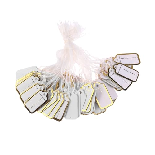 TOYZFRIENDY 500 Stück Goldrand Hängeetiketten Schmuck Preisschilder für Armband Ohrringe Halskette Ring Langlebige Papieranhänger ohne Aufdruck Elegant für Geschenkdekoration von TOYZFRIENDY
