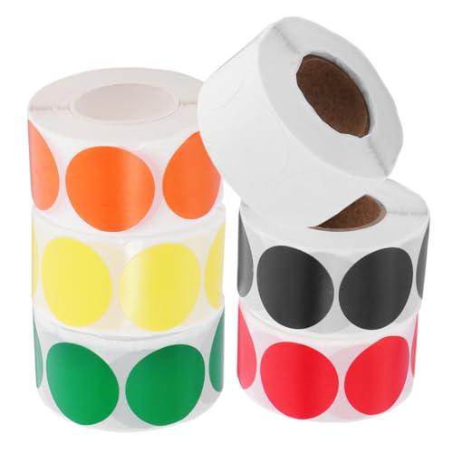 TOYZFRIENDY 6 Rollen Bunte Klebepunkte Aufkleber Selbstklebende Runde Etiketten für DIY Farbcodierung und Organisation von Dokumenten für Lagerbehälter und Dekoration von TOYZFRIENDY
