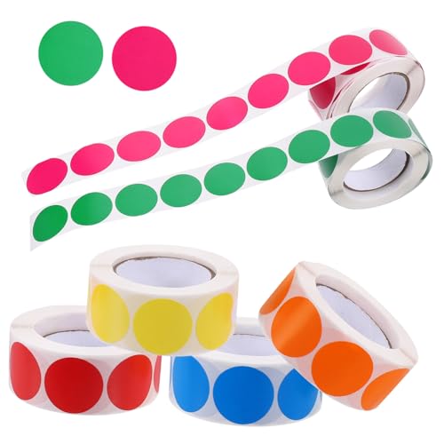 TOYZFRIENDY 6 Rollen Punkt Aufkleber Selbstklebend Kleine Farbetiketten für Klassifizierung und Dekoration Haftende Markierungspunkte für DIY Wiederverwendbar Platzsparend Aufkleber von TOYZFRIENDY