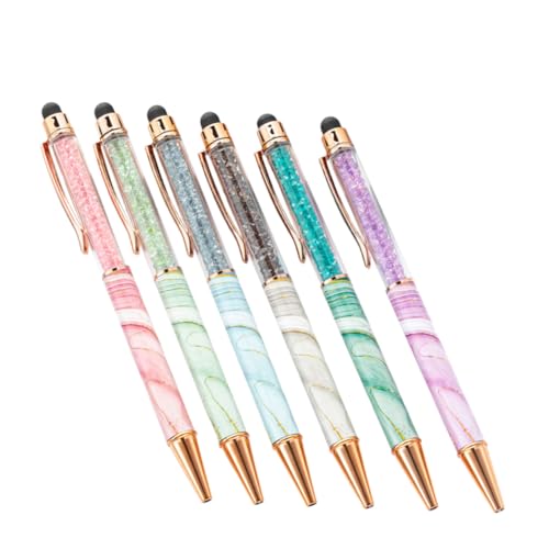 TOYZFRIENDY 6 Stück Marble Kugelschreiber mit Touchscreen Funktion Langlebige Schnell Trocknende Stilvolle Schreibgeräte für Büro Journal Alltag Farbige Marmor Designs Blau Grün von TOYZFRIENDY