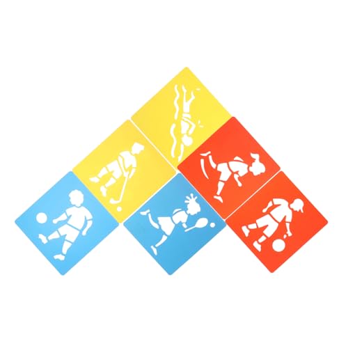 TOYZFRIENDY 6 Stück Sport Zeichenschablonen Teiliges aus Wiederverwendbare Malschablonen mit Fußball Basketball Schwimmen Motiven für Kreatives Malen und Zeichnen Anfänger Geeignet von TOYZFRIENDY