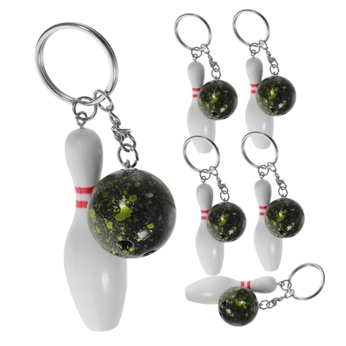 TOYZFRIENDY 6 Stück Teiliges Bowling Schlüsselanhänger Bowlingkugel und Anhänger als Geschenk für Erwachsene Bowling Fan Zubehör in Grün von TOYZFRIENDY