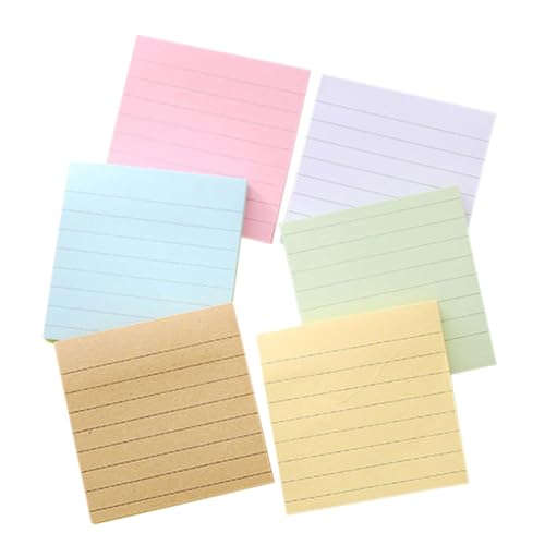 TOYZFRIENDY 6 Stück Teiliges Bunte Haftnotizen mit Linierten Abreißbaren Sticky Tabs Praktische Memo Pads für Büro Schule und Studium Selbstklebend Rückstandsfrei Entfernbar Handliche von TOYZFRIENDY