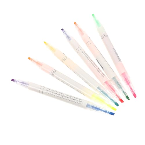 TOYZFRIENDY 6 Stück Teiliges Pastell textmarker Doppelseitiger Spitze Kompakte Marker für Notizen und Journaling Leuchtende Wasserbasierte Farben Angenehm zu Halten für Schule und Büro von TOYZFRIENDY