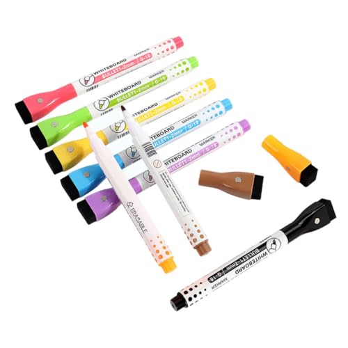 TOYZFRIENDY 8 Stück Magnetische Whiteboard Marker Farben Abwischbare Trockenlöschstifte für Glatte Oberflächen Wasserbasierte Tinte Ergonomisch für Schule Büro und Zuhause Kinderfreundlich von TOYZFRIENDY