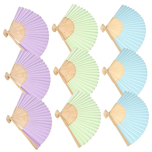 TOYZFRIENDY 9 Stück Teiliges Faltbares Papierfächer Set Leichte Handfächer Pastellfarben Diy Bastelset für Bemalen Kreative Dekoration für Zuhause und Kinderhandwerk von TOYZFRIENDY