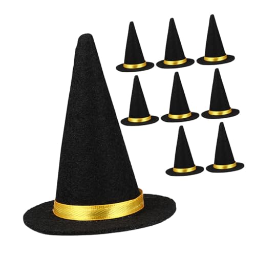 TOYZFRIENDY 9 Stück Teiliges Mini Hexenhüte Schwarz Diy Flaschen Deko Zauberer Hut Party Accessoires für Halloween Tisch und Weinflaschendekoration von TOYZFRIENDY