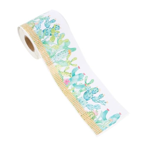 TOYZFRIENDY Bulletin Border Sticker Cactus Design Selbstklebender Rahmenaufkleber für Tafel Pinnwand und Klassenzimmerdekoration Wasserfester DIY Randstreifen für Türen und Fenster von TOYZFRIENDY