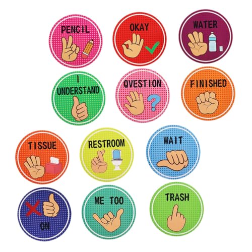 TOYZFRIENDY Bunte Classroom Hand Signal Poster mit Klaren Anweisungen für Nonverbale Kommunikation Teiligem für Kindergarten und Grundschule Wiederverwendbar und Inklusiv für Bulletin Board von TOYZFRIENDY