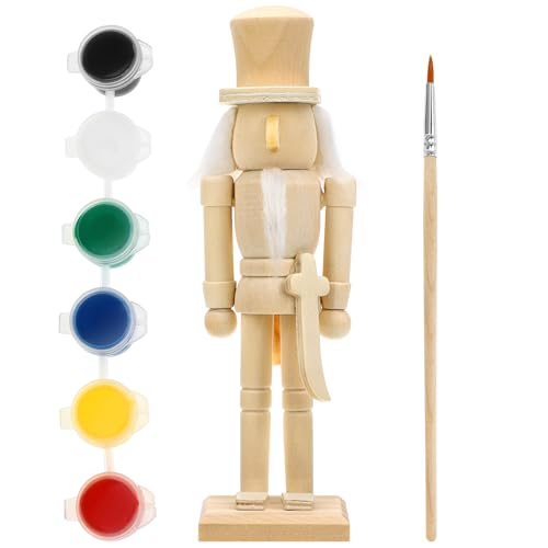 TOYZFRIENDY DIY Holzfigur Unbemalt zum Selberbemalen mit Pinsel und Farbe Lustige Nutcracker Puppet für Weihnachtsdeko und Kreatives Bastelset Tischpuppen Ornament von TOYZFRIENDY