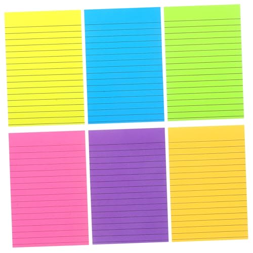 TOYZFRIENDY Fluoreszierende Haftnotizen Liniert Selbstklebend Notizzettel Memo Pads Bunte Praktische Klebezettel für Büro Schule und Zuhause zum Markieren und Organisieren von TOYZFRIENDY