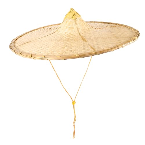 TOYZFRIENDY Geflochtener Sonnenschutzhut Orientalischer Chinesischer Bauernhut Leicht Und Robust Für Gartenarbeit Camping Angeln Und Cosplay von TOYZFRIENDY