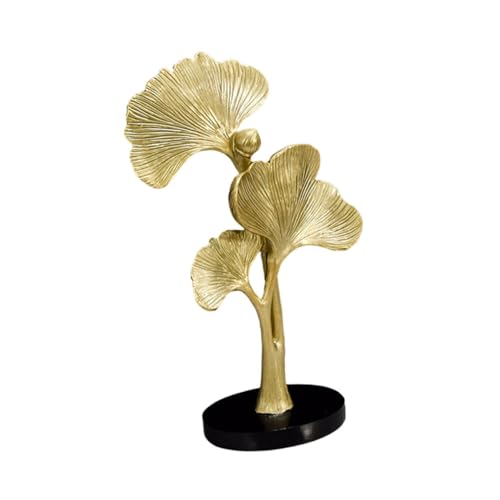 TOYZFRIENDY Ginkgo Dekoration Desktop Ornament Kompakt Goldfarbig für Wohnzimmer Büro Deko Figuren Home Decoration Tischdeko Geschenkidee von TOYZFRIENDY