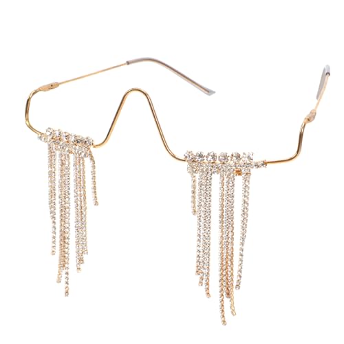 TOYZFRIENDY Goldene Partybrille mit Metall tasseln Kreative Unisex kostümbrille Rostfrei Auffälliges Accessoire für Karneval Halloween Disco Camping und Festliche Anlässe von TOYZFRIENDY